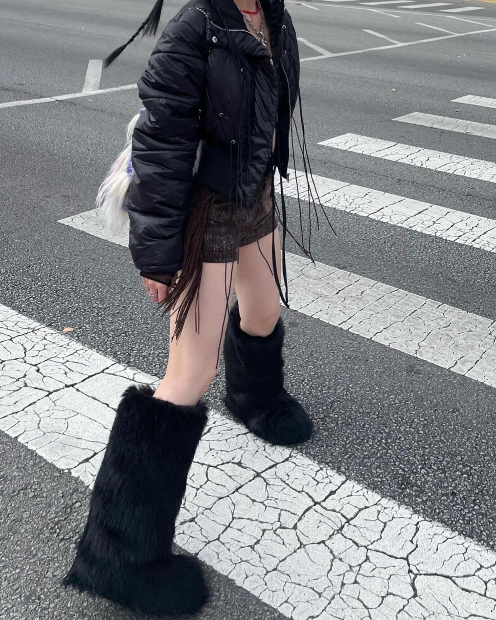 barbie fur long boots