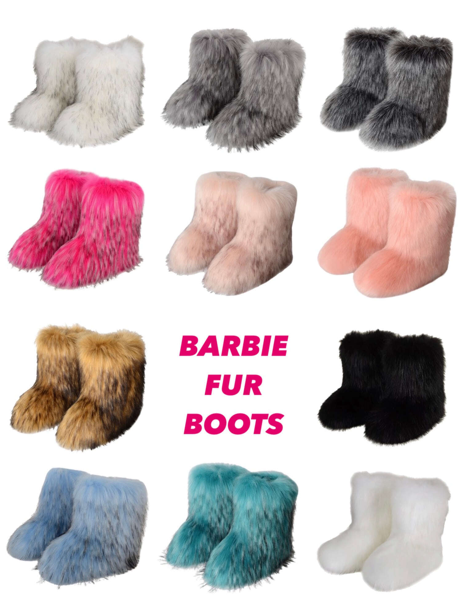barbie fur boots (11color)